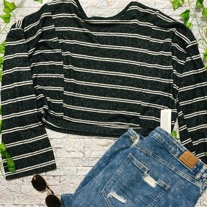 Loose Striped Plus Size Crop Top Cute & Comfy